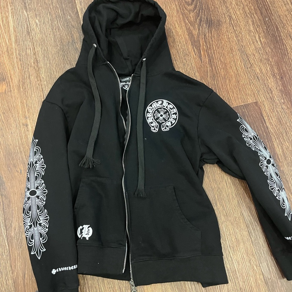 chrome hearts black zip up size medium